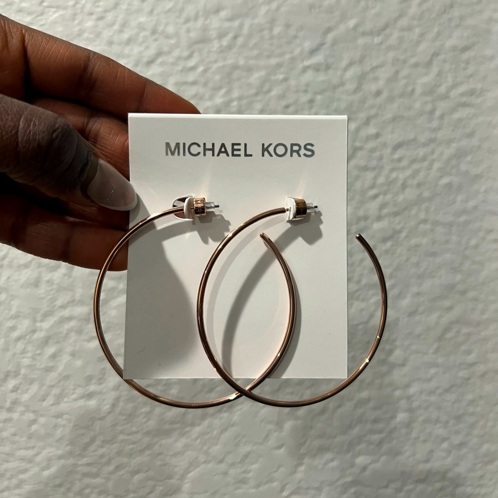Michael Kors gold tone hoops earrings